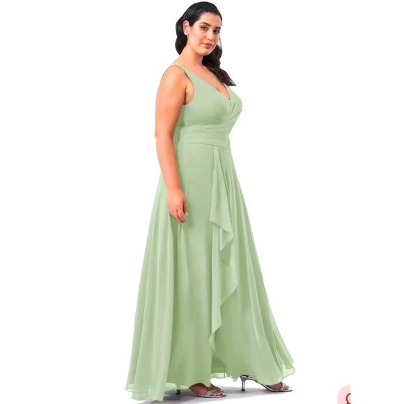 Dusty Sage Azazie 'Kori' Dress, EUC - Picture 4 of 10